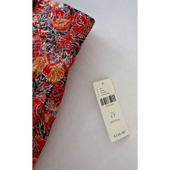 Maeve x Anthropologie Petite Sz L Rosie Floral Gold Metallic Pleated Skirt $118 - Picture 5 of 8